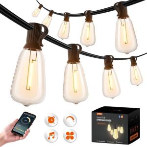 imageaddlon 100FT50FT2 LED Outdoor String Lights Waterproof Patio Lights with Shatterproof ST38 Replaceable Bulbs Dimmable Outside Hanging Light Connectable for Porch Backyard 2200K48FTSmart