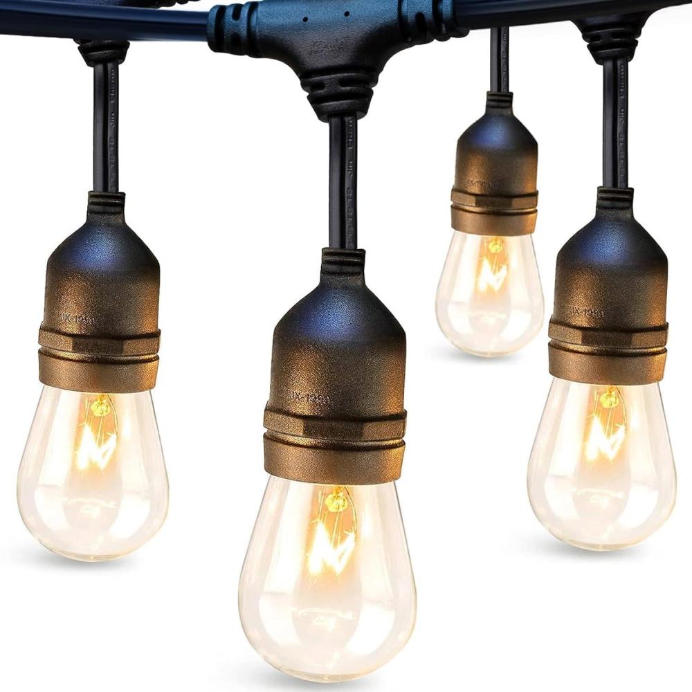 Weatherproof String addlon 48 FT Outdoor String Lights Commercial Grade Weatherproof, 18 ...