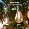imageaddlon 54FT486 Solar String Lights Outdoor Waterproof with USB Charging ampamp Remote Control  Dimmable Solar Power Patio Lights with LED Bulbs for Porch Garden Yard Market Bistro  Last for 20Hrs486FTSuper Bright