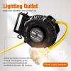 imageaddlon Retractable Extension Cord Reel  40FT Heavy Duty 12 AWG Power Cord with 5FT Ultra Lead in 3 LED Outlets Safety 15 Amp Circuit Breaker CeilingWall Mount for WorkshopGarage  SJTOWETL