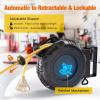 imageaddlon Retractable Extension Cord Reel  40FT Heavy Duty 12 AWG Power Cord with 5FT Ultra Lead in 3 LED Outlets Safety 15 Amp Circuit Breaker CeilingWall Mount for WorkshopGarage  SJTOWETL