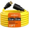 imageaddlon 15FT 4Prong 30 amp Generator Cord with Organizer Bag NEMA L1430PL1430R 125250 Volt 7500 Watts 10 Gauge SJTW Locking Power Extension Cord for Manual Transfer Switch Yellow ETL Listed15 FT
