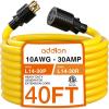 imageaddlon 15FT 4Prong 30 amp Generator Cord with Organizer Bag NEMA L1430PL1430R 125250 Volt 7500 Watts 10 Gauge SJTW Locking Power Extension Cord for Manual Transfer Switch Yellow ETL Listed40 FT