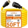 imageaddlon 50FT 4Prong 30 amp Generator Cord with Organizer Bag 10 Gauge SJTW Locking Generator Extension Cord for Manual Transfer Switch NEMA L1430PL1430R 125250V 7500 Watts Yellow ETL Listed