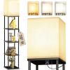 imageaddlon 5Tier Floor Lamp with Shelves Standing Bookshelf Lamp with 3 Color Temperature Corner Display Floor Lamps for Living Room Bedroom and Office 70 H BlackBlack