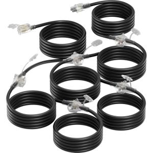 imageaddlon 100FT 12 Outlet Outdoor Extension Cord Green 163 SJTW Weatherproof Power Strip with Indicator Lights for Halloween Christmas DecorationsETL ListedBlack