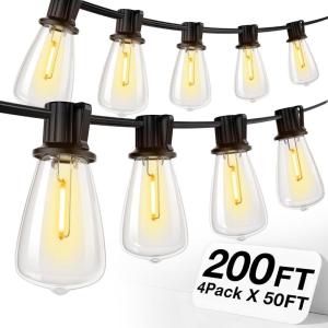 imageaddlon 150 FT 3x50FT Outdoor String LightsWaterproof Patio Lights ETL Listed with 453 Shatterproof Dimmable ST38 LED Bulbs2200K Connectable Outdoor Lighting for Backyard Bistro Garden200FT