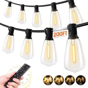 imageaddlon 150 FT 3x50FT Outdoor String LightsWaterproof Patio Lights ETL Listed with 453 Shatterproof Dimmable ST38 LED Bulbs2200K Connectable Outdoor Lighting for Backyard Bistro Garden200FTRemote