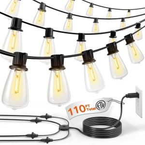 imageaddlon 150 FT 3x50FT Outdoor String LightsWaterproof Patio Lights ETL Listed with 453 Shatterproof Dimmable ST38 LED Bulbs2200K Connectable Outdoor Lighting for Backyard Bistro Garden100FT48 Sockets