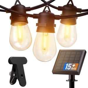 imageaddlon 31274 FT Solar String Lights Outdoor Last 15Hrs Solar Patio Lights with 10 LED Edison Bulbs IP65 Waterproof Commercial Grade Ambience Patio Lights for Garden Backyard Bistro Christmas