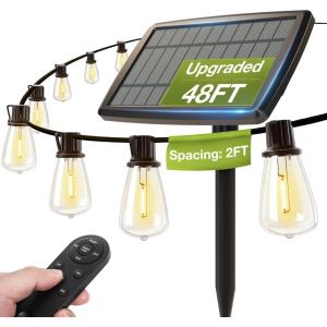imageaddlon 33276 FT Solar String Lights WaterproofPatio Light Solar Powered with Remoteampamp USB Port 91 LED Shatterproof Bulbs 3 Lighting Modes Outdoor for Camping Backyard Garden486FT24 Sockets 