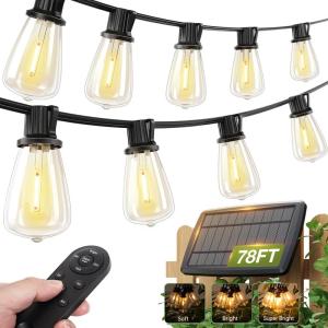 imageaddlon 33276 FT Solar String Lights WaterproofPatio Light Solar Powered with Remoteampamp USB Port 91 LED Shatterproof Bulbs 3 Lighting Modes Outdoor for Camping Backyard Garden726FT