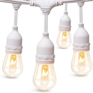 imageaddlon 48 FT Outdoor String Lights Commercial Grade Weatherproof 18 Edison Vintage Bulbs 15 Hanging Socketsand 3 Spare Bulbs ETL Listed Decorative Cafe Patio Lights for Bistro Garden WhiteWhite