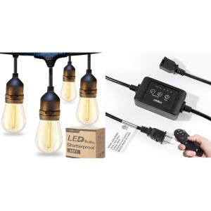 imageaddlon 48ft LED Outdoor String Lights with Dimmer