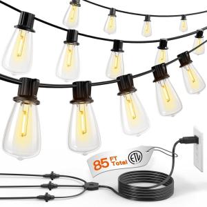 imageaddlon 50FT LED Outdoor String Lights with 16 Shatterproof ST38 Vintage Edison Bulbs Commercial Grade Waterproof Patio Lights Connectable ampamp Dimmable for Porch Deck Garden Backyard Balcony75FT36 Sockets