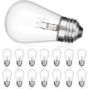 imageaddlon Incandescent Replacement Bulbs 11W S14 15 Pack Waterproof E26 Screw Base for Outdoor Incandescent String Lights15 Count Pack of 1E26