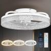 imageaddlon Ceiling Fans with Lights and Remote 18 Low Profile Ceiling Fans 30006000K Dimmable Modern Flush Mount LED Fan Light Fandelier Ceiling Fan for Bedroom Kitchen Living Room BlackWhite Honeycomb Crystal