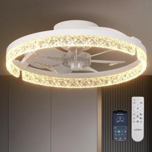 imageaddlon Ceiling Fans with Lights and Remote 18 Low Profile Ceiling Fans 30006000K Dimmable Modern Flush Mount LED Fan Light Fandelier Ceiling Fan for Bedroom Kitchen Living Room BlackWhite