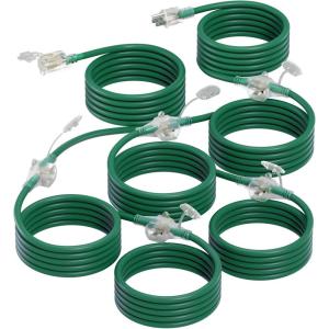 imageaddlon 50FT Outdoor Extension Cord with Remote Control 6 Outlets with Indicator Lights Heavy Duty 163 SJTW Weatherproof Power Cable for Christmas Halloween Decorations Green ETL ListedGreen