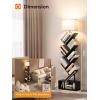 imageaddlon 6Tier Tree Book Shelf with LED Light SteelampampWood Bookshelf with Storage Cabinet Narrow Tall Bookcase with 3CCT Bulb Small Bookshelf for Bedroom Home OfficeampampLiving RoomRustic BrownBlack Oak