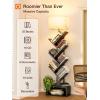 imageaddlon 6Tier Tree Book Shelf with LED Light SteelampampWood Bookshelf with Storage Cabinet Narrow Tall Bookcase with 3CCT Bulb Small Bookshelf for Bedroom Home OfficeampampLiving RoomRustic BrownBlack Oak