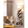 imageaddlon 6Tier Tree Book Shelf with LED Light SteelampampWood Bookshelf with Storage Cabinet Narrow Tall Bookcase with 3CCT Bulb Small Bookshelf for Bedroom Home OfficeampampLiving RoomRustic BrownRustic Brown