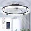 imageaddlon Ceiling Fans with Lights and Remote 24 Low Profile Ceiling Fans 30006000K Dimmable Modern Flush Mount LED Fan Light Fandelier Ceiling Fan for Bedroom Kitchen Living Room Black