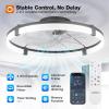 imageaddlon Ceiling Fans with Lights and Remote 24 Low Profile Flush Mount Ceiling Fan 30006000K Dimmable LED Fandelier Bladeless Crystal Fan Light for Bedroom Kitchen Living Room BlackBlack  Frosted