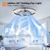 imageaddlon Ceiling Fans with Lights and Remote 24 Low Profile Flush Mount Ceiling Fan 30006000K Dimmable LED Fandelier Bladeless Crystal Fan Light for Bedroom Kitchen Living Room BlackBlack  Crystal