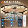 imageaddlon Ceiling Fans with Lights and Remote 24 Low Profile Flush Mount Ceiling Fan 30006000K Dimmable LED Fandelier Bladeless Crystal Fan Light for Bedroom Kitchen Living Room BlackBlack  Crystal