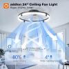 imageaddlon Ceiling Fans with Lights and Remote 24 Low Profile Flush Mount Ceiling Fan 30006000K Dimmable LED Fandelier Bladeless Crystal Fan Light for Bedroom Kitchen Living Room BlackBlack  Frosted