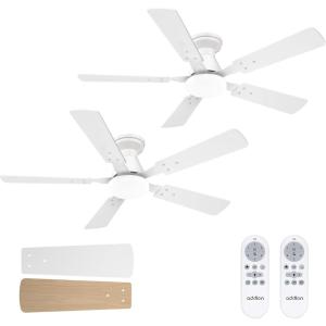 image:imageaddlon 2 Pack Ceiling Fans with Lights 48 inch Black Ceiling Fan with Light and Remote Control Reversible 3CCT Dimmable Noiseless Ceiling Fan for Bedroom Farmhouse IndoorOutdoor UseWhite