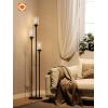 image:imageaddlon Floor Lamps for Living Room with Glass Shades 3Lights Standing lamp with Shelves Farmhouse Tall Floor Lamp for Bedroom Office  Black