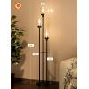 image:imageaddlon Floor Lamps for Living Room with Glass Shades 3Lights Standing lamp with Shelves Farmhouse Tall Floor Lamp for Bedroom Office  Black