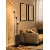 image:imageaddlon Floor Lamps for Living Room with Glass Shades 3Lights Standing lamp with Shelves Farmhouse Tall Floor Lamp for Bedroom Office  Black