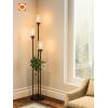 image:imageaddlon Floor Lamps for Living Room with Glass Shades 3Lights Standing lamp with Shelves Farmhouse Tall Floor Lamp for Bedroom Office  Black