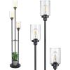 image:imageaddlon Floor Lamps for Living Room with Glass Shades 3Lights Standing lamp with Shelves Farmhouse Tall Floor Lamp for Bedroom Office  Black