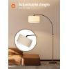 image:imageaddlon Arc Floor lamp with dimmable LED Bulb Floor Lamps for Living Room with Larger lampshade Stepless Brightness Mid Century Standing lamp for Bedroom Modern lamp for Office  Black