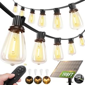 image:imageaddlon 200FT Solar String Lights Waterproof Patio Light Solar Powered with 104 LED Shatterproof Bulbs Outdoor1926FT60 Sockets