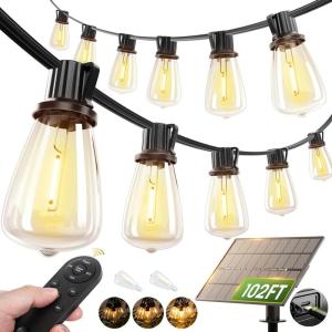 image:imageaddlon 200FT Solar String Lights Waterproof Patio Light Solar Powered with 104 LED Shatterproof Bulbs Outdoor966FT30 Sockets