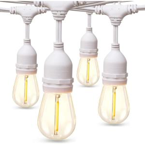 image:imageaddlon LED Outdoor String Lights 48FT with Edison Vintage Shatterproof Bulbs and Commercial Grade Weatherproof Strand  ETL Listed Decorative Lights for Patio GardenWhite