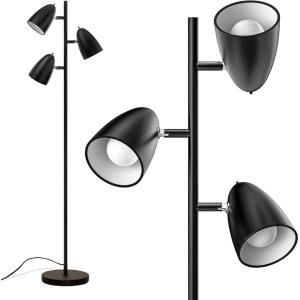 image:imageaddlon Tree Floor Lamp with 3 Adjustable Rotating Lights and Matching LED Bulbs Standing Tall Pole Lamps for Living Room Bedroom Home Office  Black
