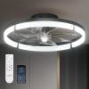 image:imageaddlon Ceiling Fans with Lights and Remote 20 Low Profile Ceiling Fans 30006000K Dimmable Modern Flush Mount LED Fan Light Fandelier Ceiling Fan for Bedroom Kitchen Living Room WhiteBlack  Frosted