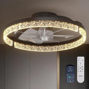 image:imageaddlon Ceiling Fans with Lights and Remote 20 Low Profile Ceiling Fans 30006000K Dimmable Modern Flush Mount LED Fan Light Fandelier Ceiling Fan for Bedroom Kitchen Living Room WhiteBlack