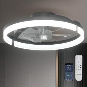 image:imageaddlon Ceiling Fans with Lights and Remote 20 Low Profile Ceiling Fans 30006000K Dimmable Modern Flush Mount LED Fan Light Fandelier Ceiling Fan for Bedroom Kitchen Living Room WhiteBlack  Frosted