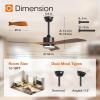 image:imageaddlon 52 inch Ceiling Fans with Lights and Remote 3 Wood Blades Reversible 6 Speeds 3CCT Dimmable Noiseless DC Motor IndoorOutdoor Black Walnut Ceiling Fan for Bedroom Living Room Gazebo Patio1