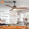 image:imageaddlon 52 inch Ceiling Fans with Lights and Remote 3 Wood Blades Reversible 6 Speeds 3CCT Dimmable Noiseless DC Motor IndoorOutdoor Black Walnut Ceiling Fan for Bedroom Living Room Gazebo PatioClassic