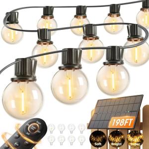 image:imageaddlon 200FT Solar String Lights Outdoor Waterproof G40 with 64 Bulbs1926FT96 Sockets
