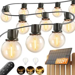 image:imageaddlon 200FT Solar String Lights Outdoor Waterproof G40 with 64 Bulbs966FT30 Sockets