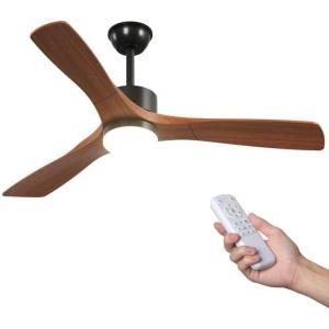 image:imageaddlon 52 inch Ceiling Fans with Lights and Remote 3 Wood Blades Reversible 6 Speeds 3CCT Dimmable Noiseless DC Motor IndoorOutdoor Black Walnut Ceiling Fan for Bedroom Living Room Gazebo PatioClassic
